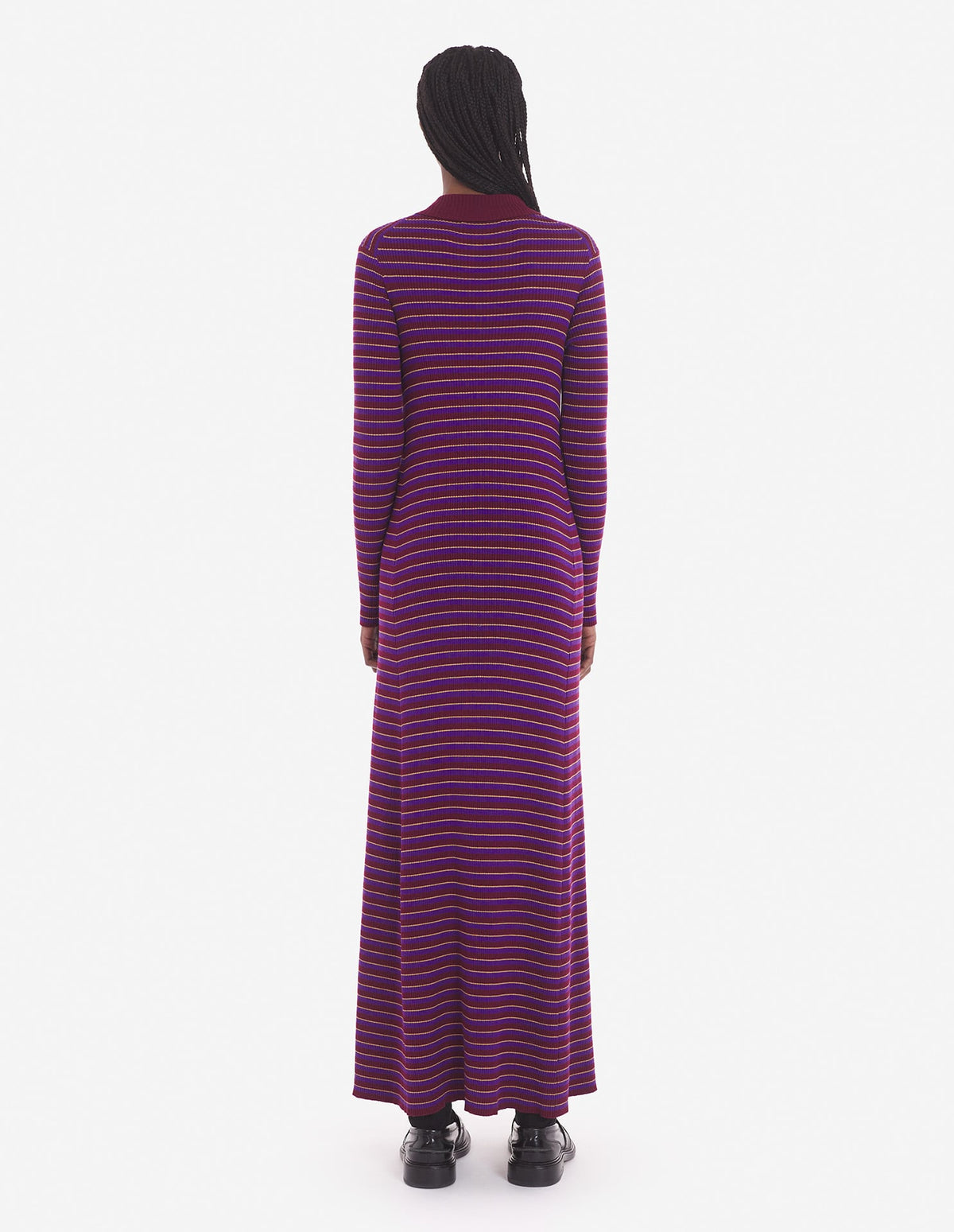  TONAL FOX HEAD PATCH FINE RIBBED DRESS WITH STRIPE
