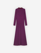  TONAL FOX HEAD PATCH FINE RIBBED DRESS WITH STRIPE
