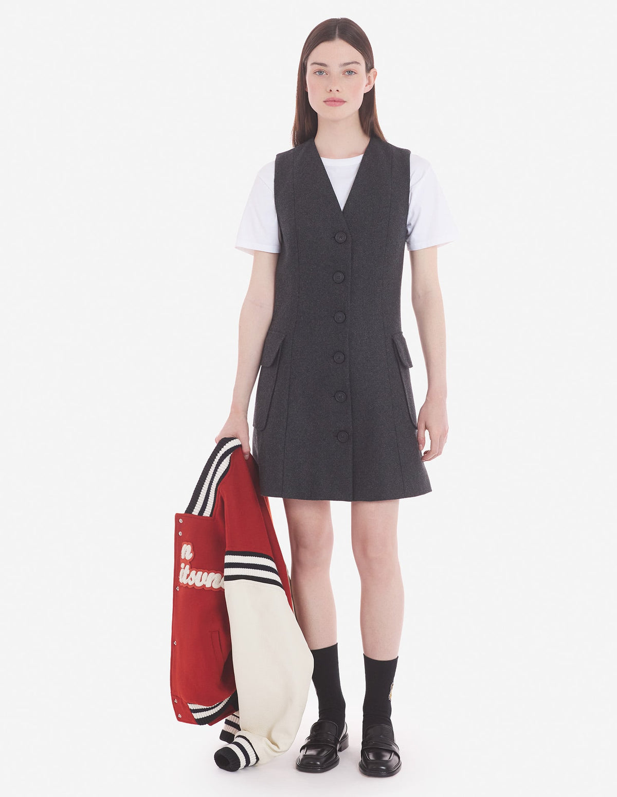  A-LINE MINI DRESS WITH FLAPPED-PATCH POCKETS