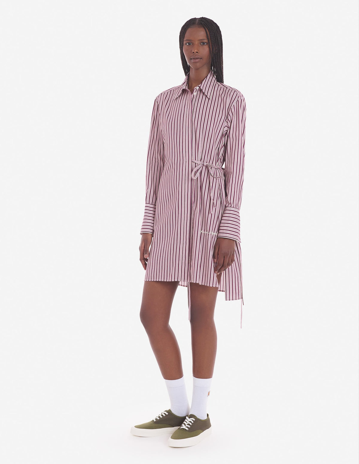  KNEE-LENGTH SHIRT DRESS IN COTTON WITH LOGO HANDWRITING