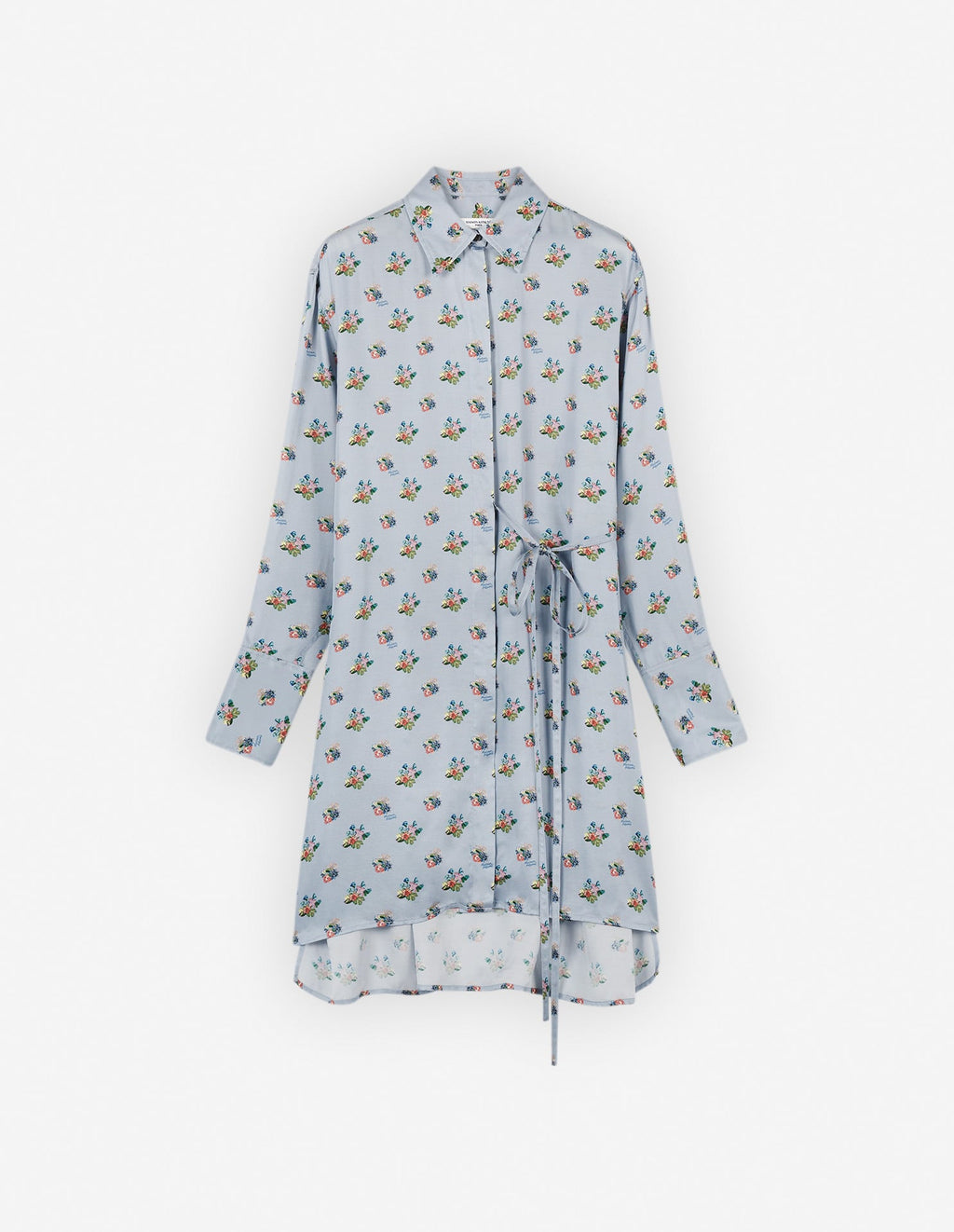  KNEE SHIRT DRESS IN FLORAL PRINTED VISCOSE TWILL