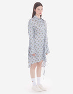  KNEE SHIRT DRESS IN FLORAL PRINTED VISCOSE TWILL