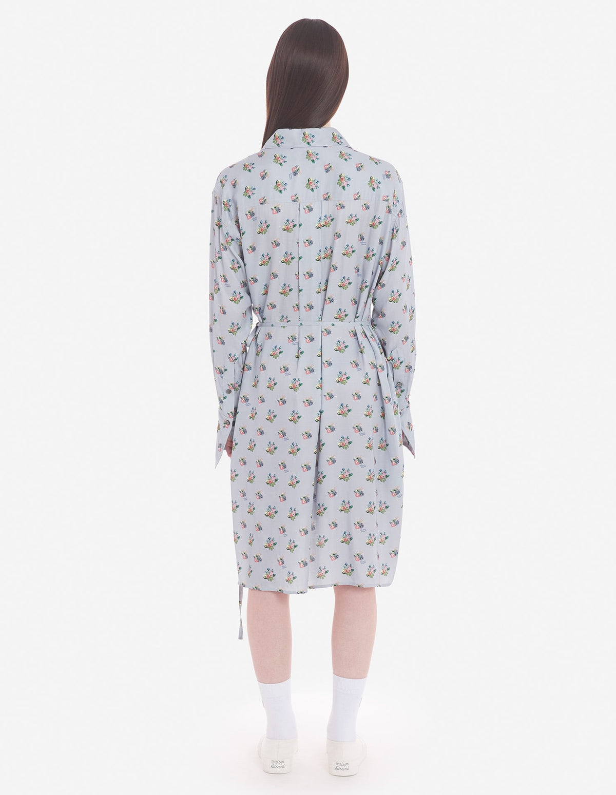  KNEE SHIRT DRESS IN FLORAL PRINTED VISCOSE TWILL