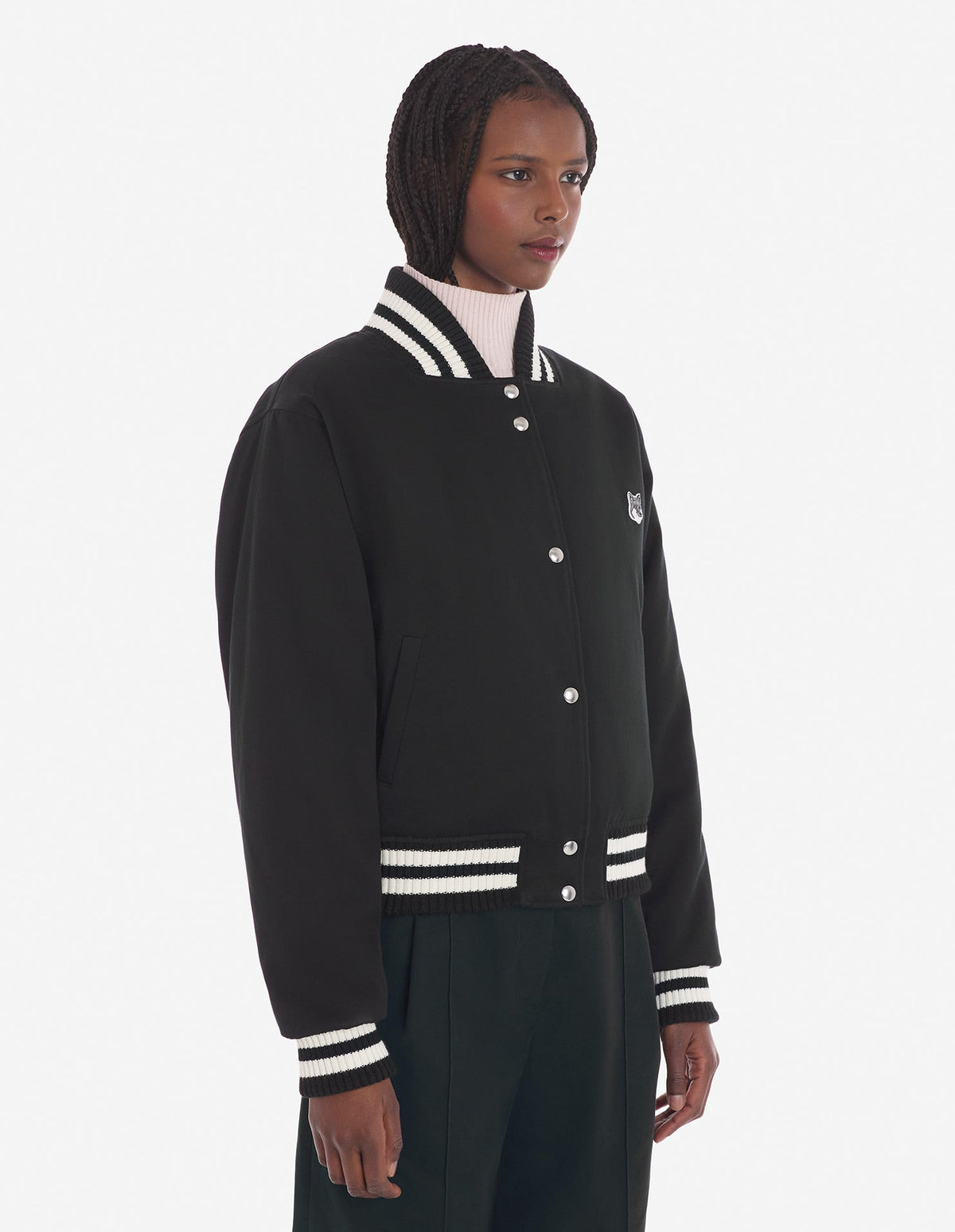  TEDDY BLOUSON IN COTTON SATIN WITH GREY FOX HEAD P