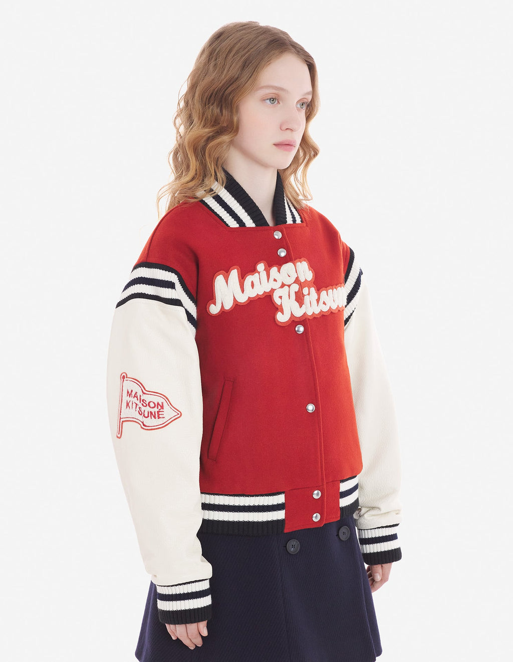  VARSITY JACKET IN WOOL FELT WITH LEATHER SLEEVES