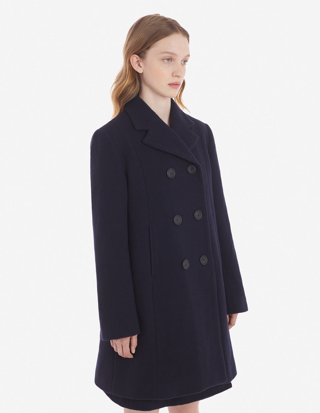  PEACOAT IN TEXTURISED WOOL BLEND TWILL