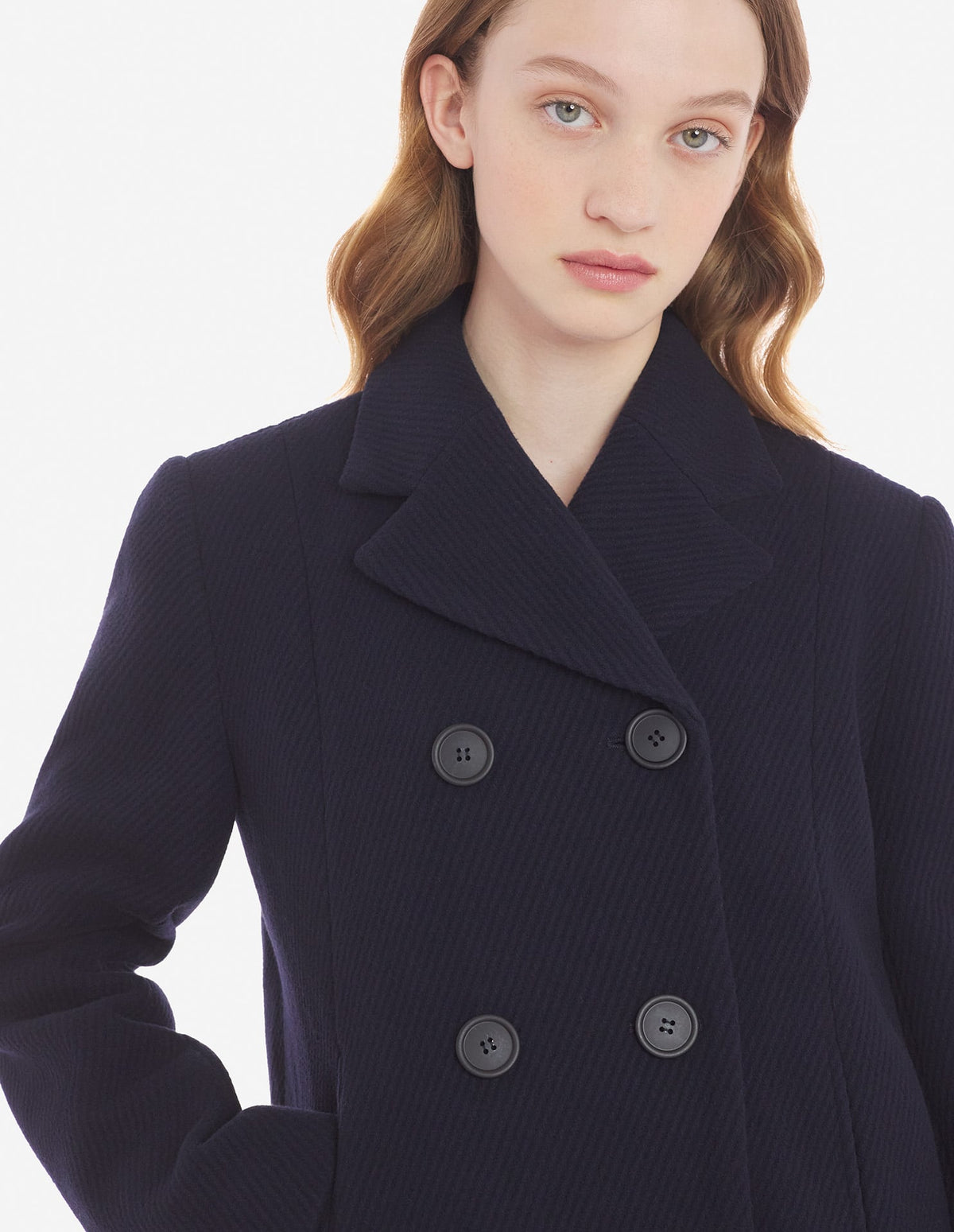  PEACOAT IN TEXTURISED WOOL BLEND TWILL