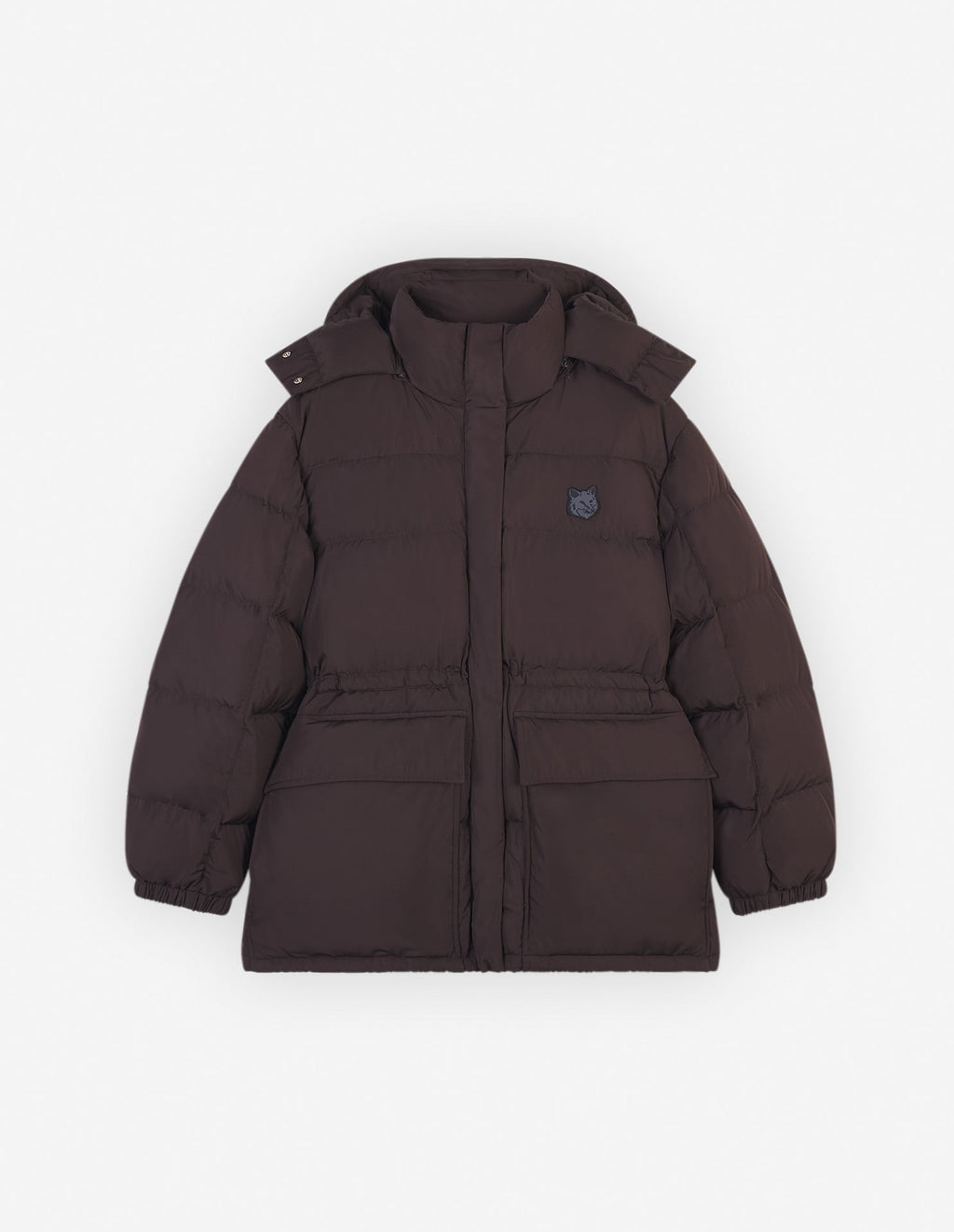  HOODED PUFFER IN NYLON WITH BOLD FOX HEAD PATCH