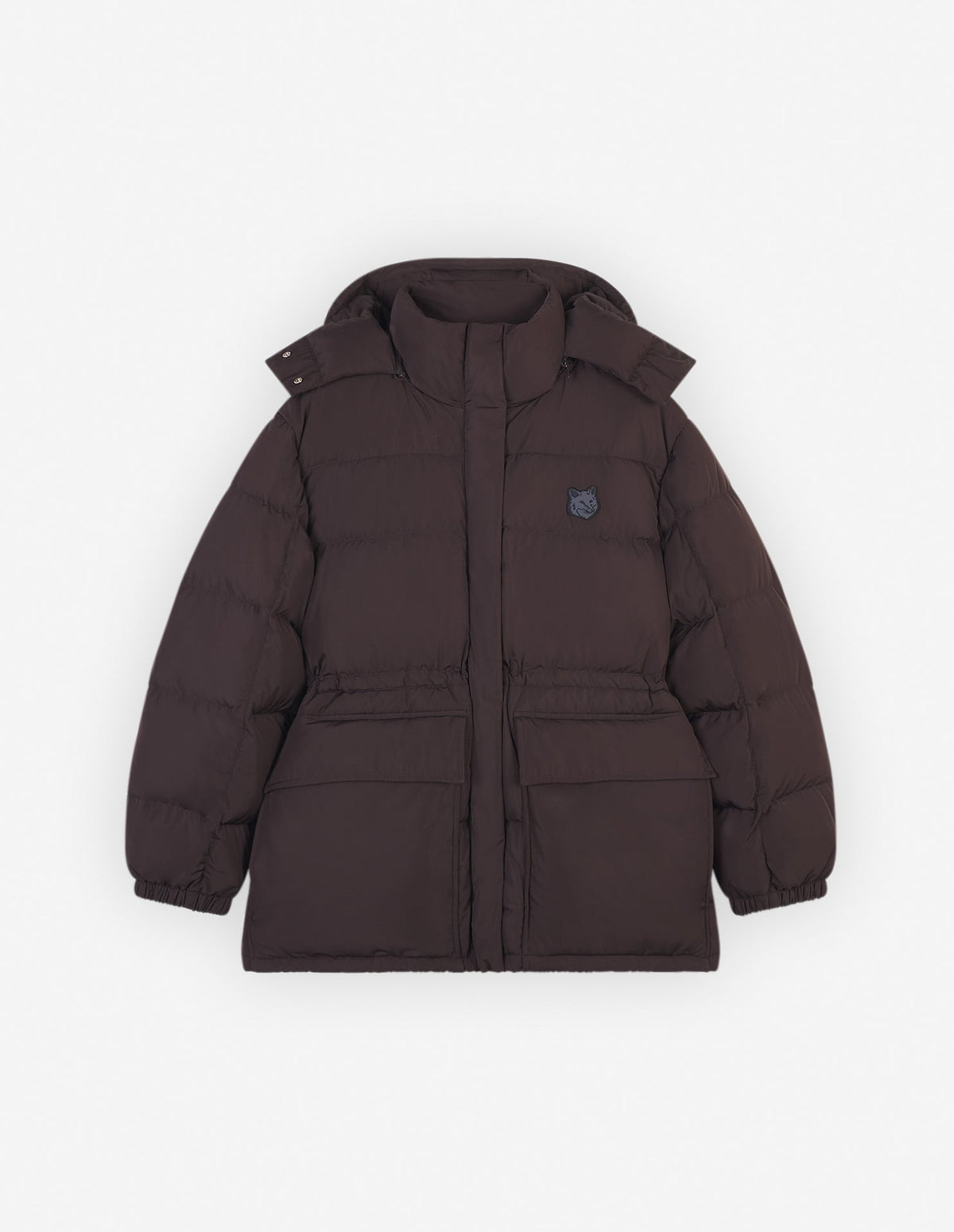  HOODED PUFFER IN NYLON WITH BOLD FOX HEAD PATCH
