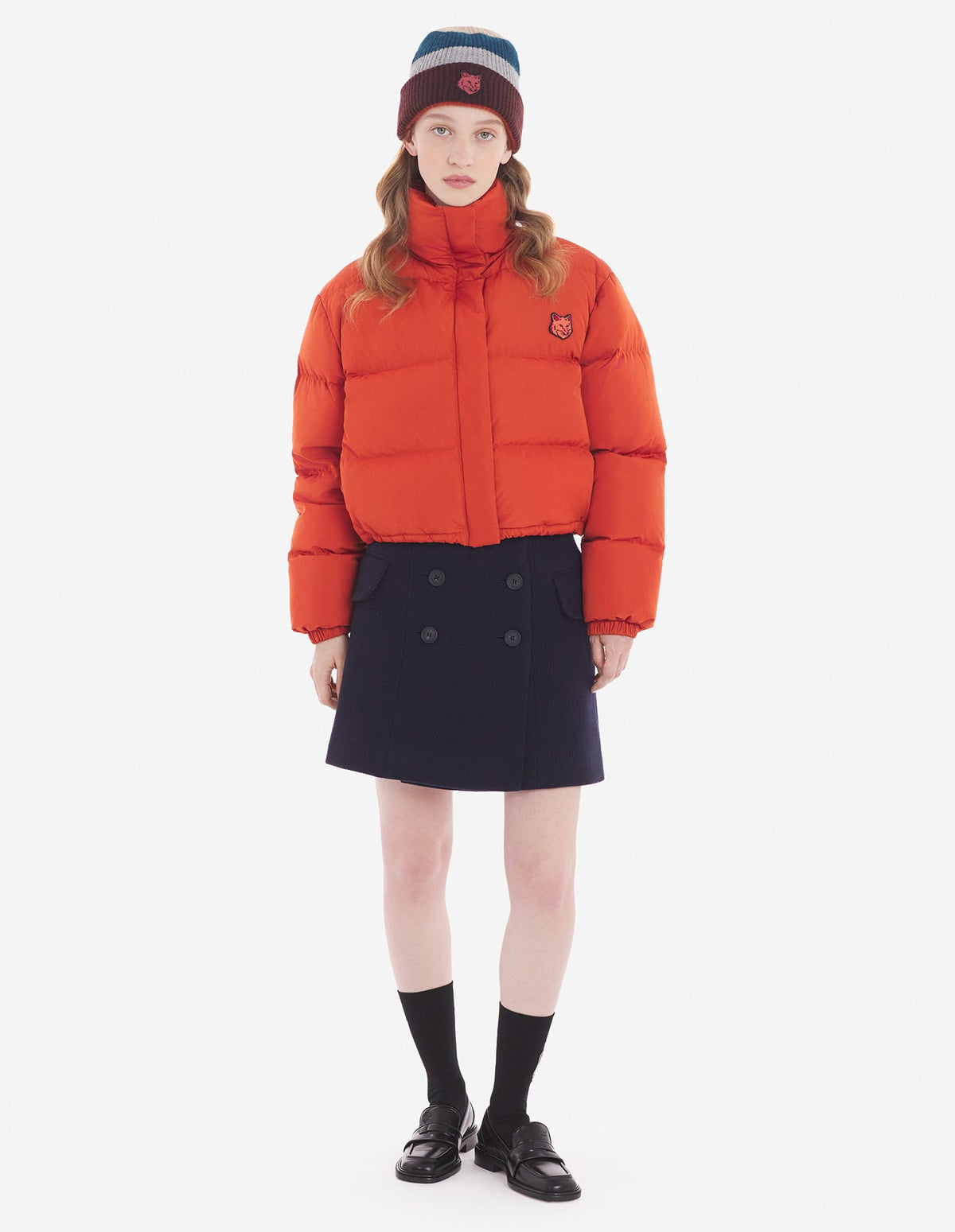  CROPPED PUFFER IN NYLON WITH BOLD FOX HEAD PATCH