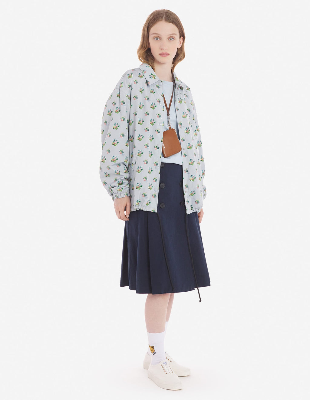  COACH JACKET IN FLORAL PRINTED NYLON WITH LOGO HANDWRITING