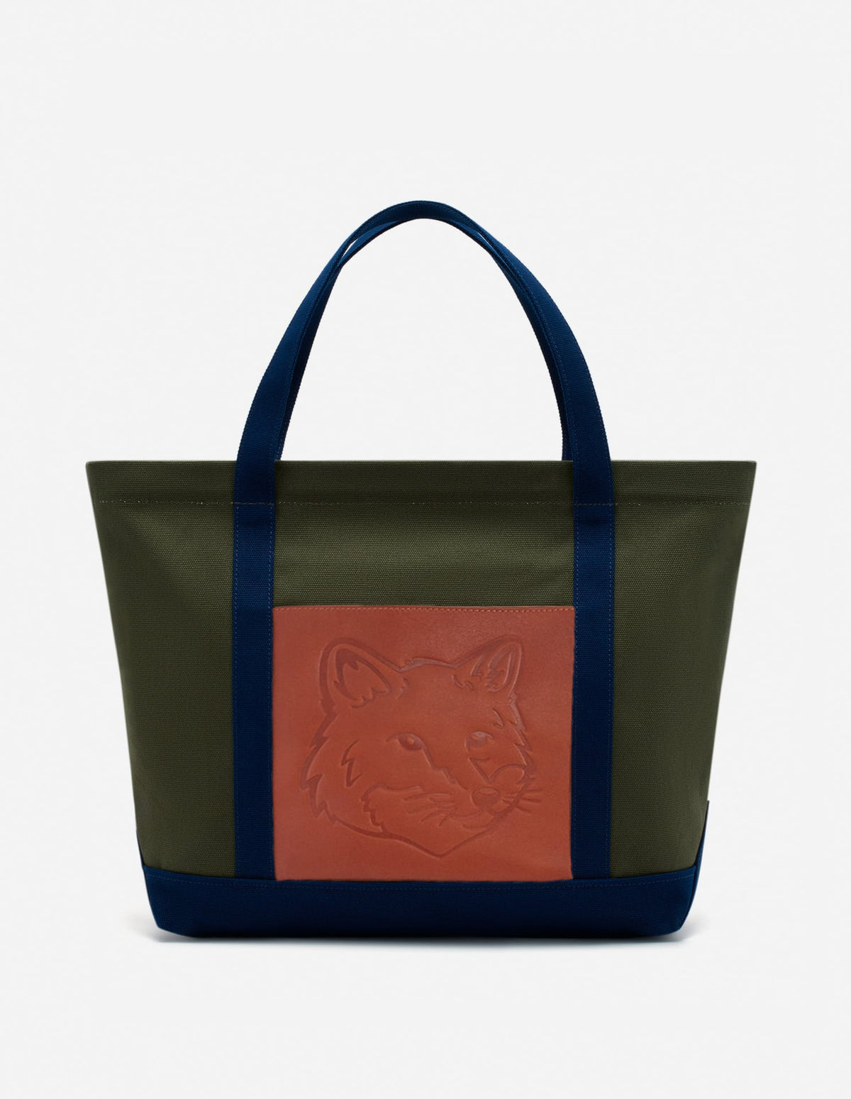  FOX HEAD LEATHER POCKET CLASSIC TOTE BAG