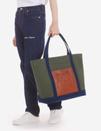  FOX HEAD LEATHER POCKET CLASSIC TOTE BAG