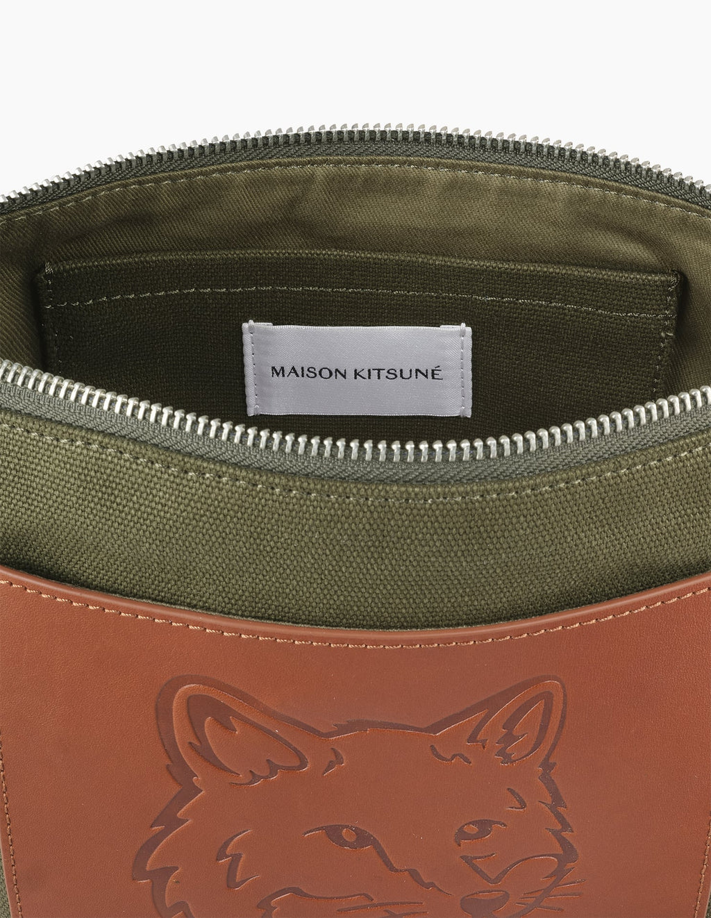  FOX HEAD LEATHER POCKET ZIPPED POUCH