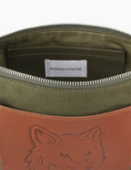  FOX HEAD LEATHER POCKET ZIPPED POUCH