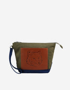  FOX HEAD LEATHER POCKET ZIPPED POUCH