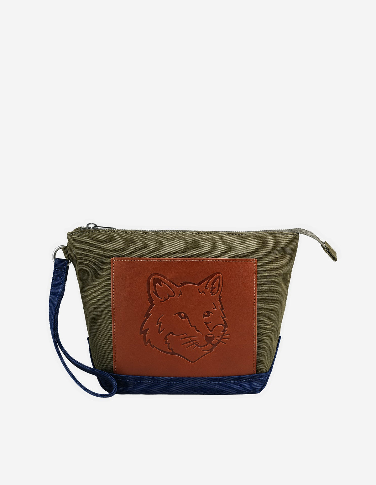  FOX HEAD LEATHER POCKET ZIPPED POUCH
