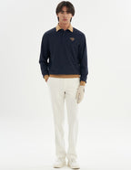  Men Script Logo Long Sleeve Polo