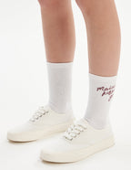  Unisex Script Logo Crew Socks