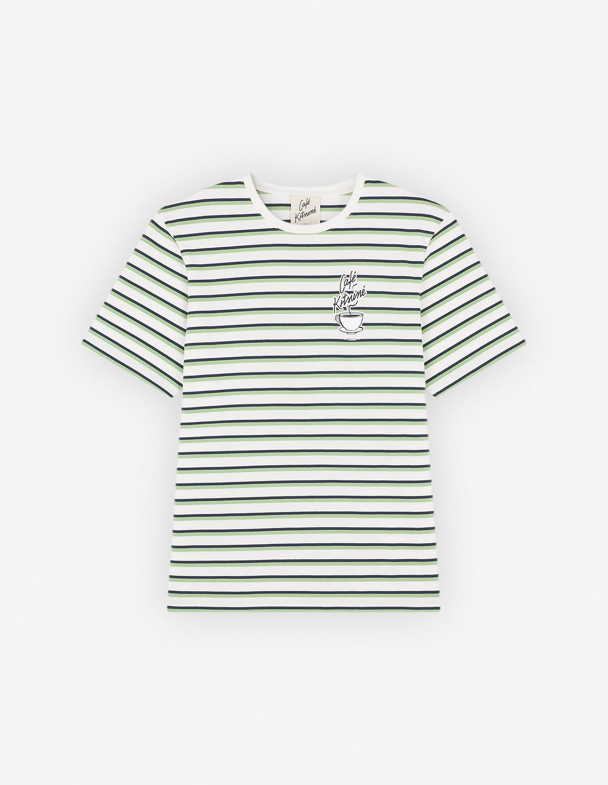  COFFEE CUP PRINTED STRIPED REGULAR TEE-SHIRT