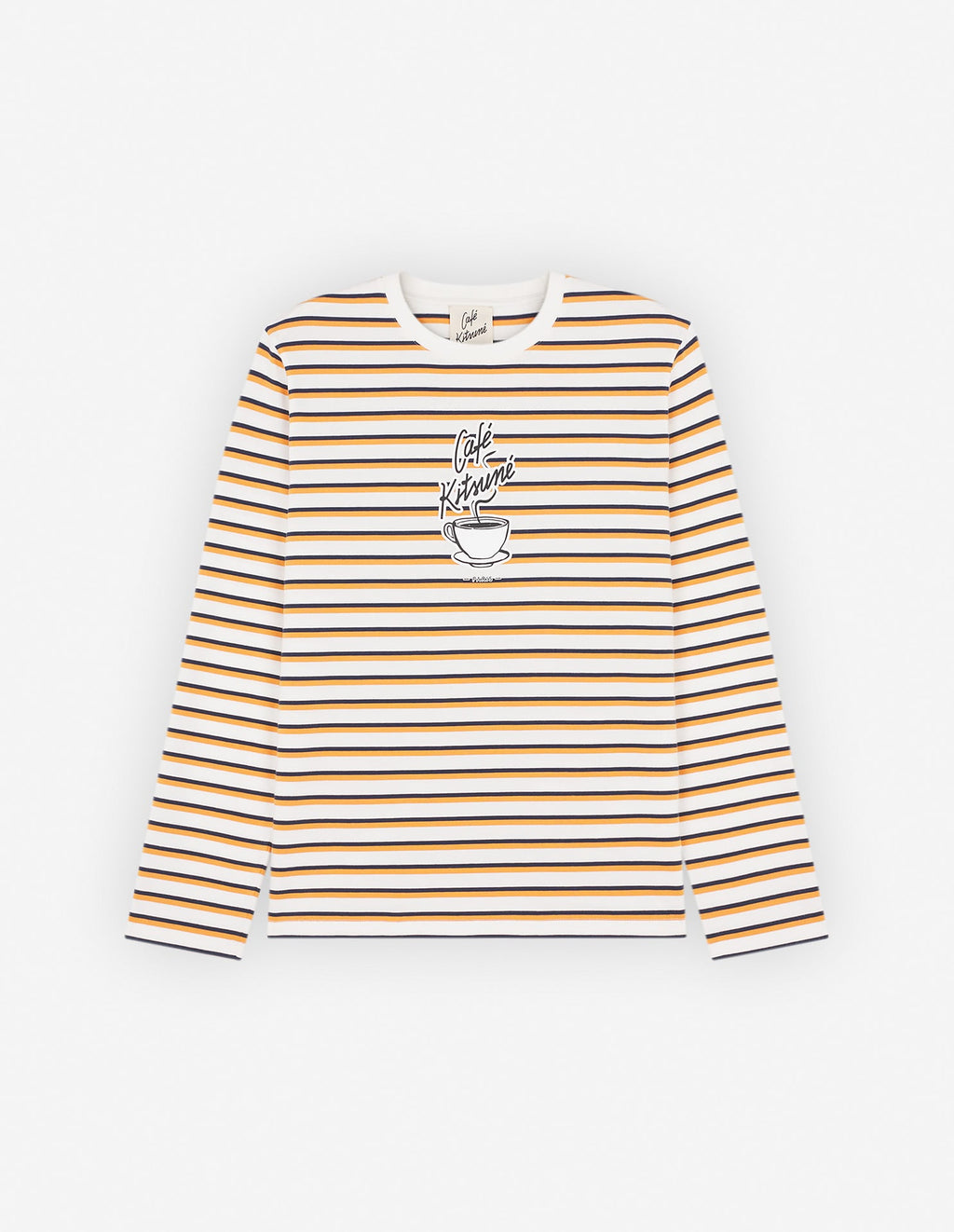  COFFEE CUP PRINTED LONG SLEEVES STRIPED REGULAR TEE-SHIRT