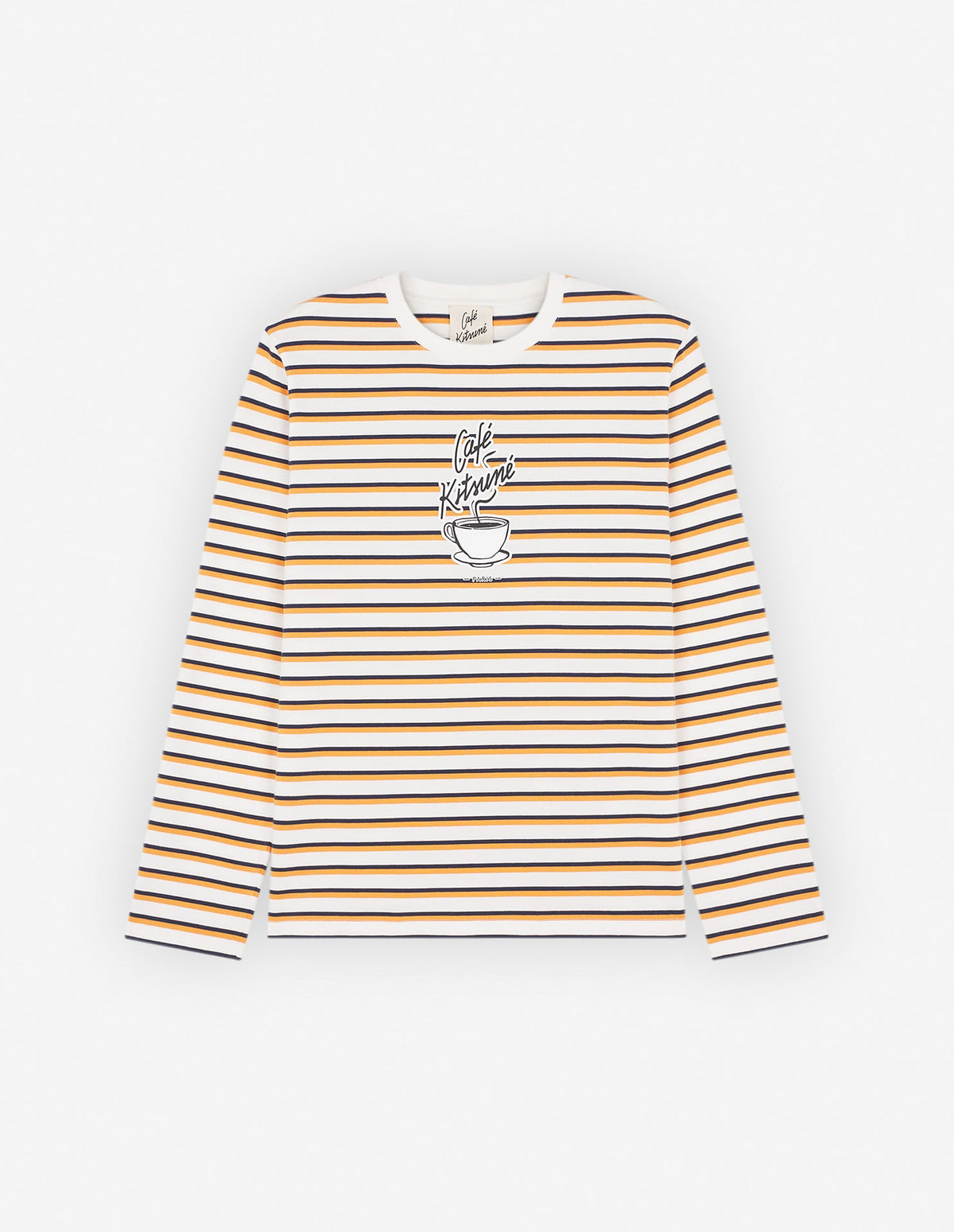  COFFEE CUP PRINTED LONG SLEEVES STRIPED REGULAR TEE-SHIRT