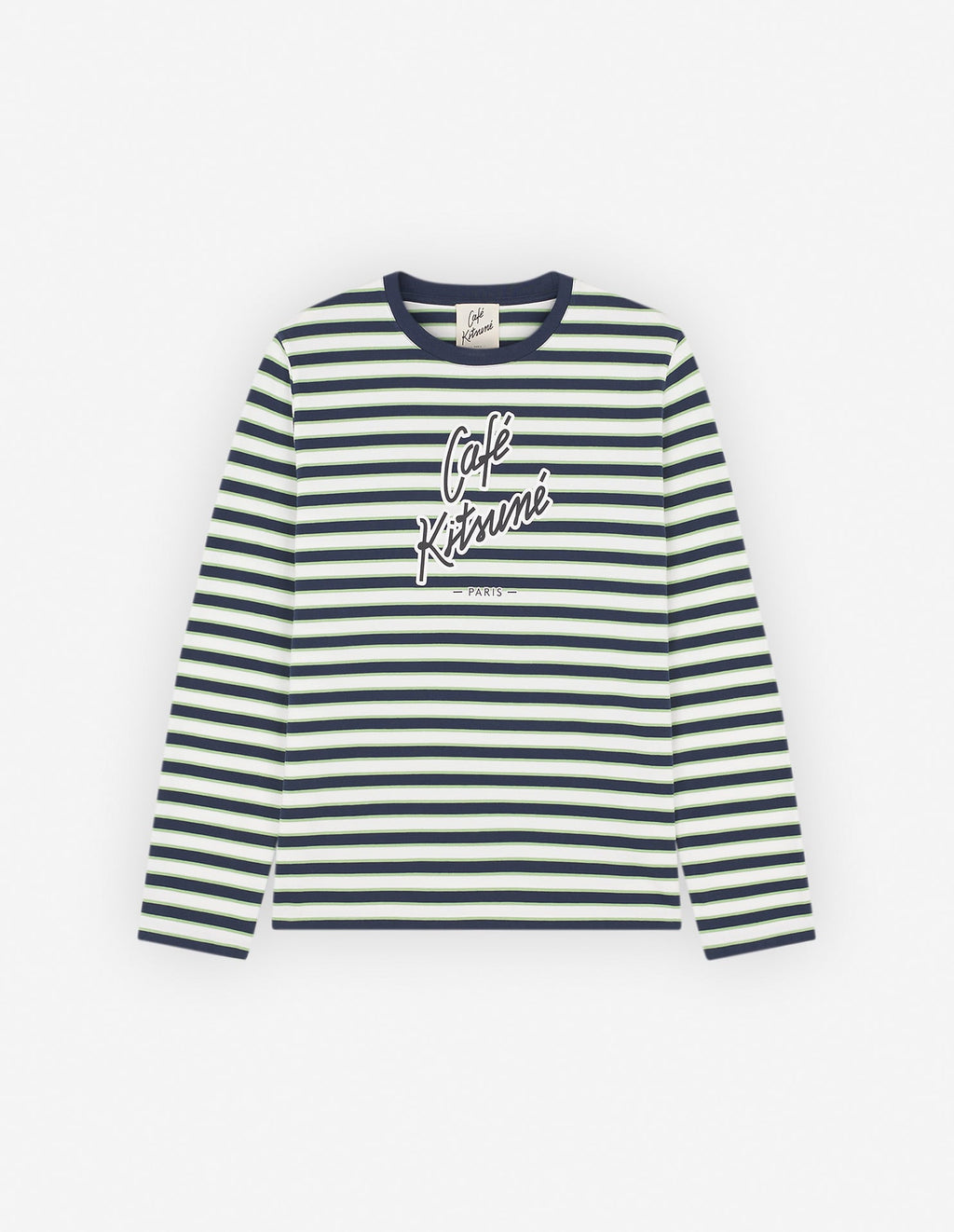  CAFE KITSUNE PRINTED LONG SLEEVES STRIPED REGULAR TEE-SHIRT