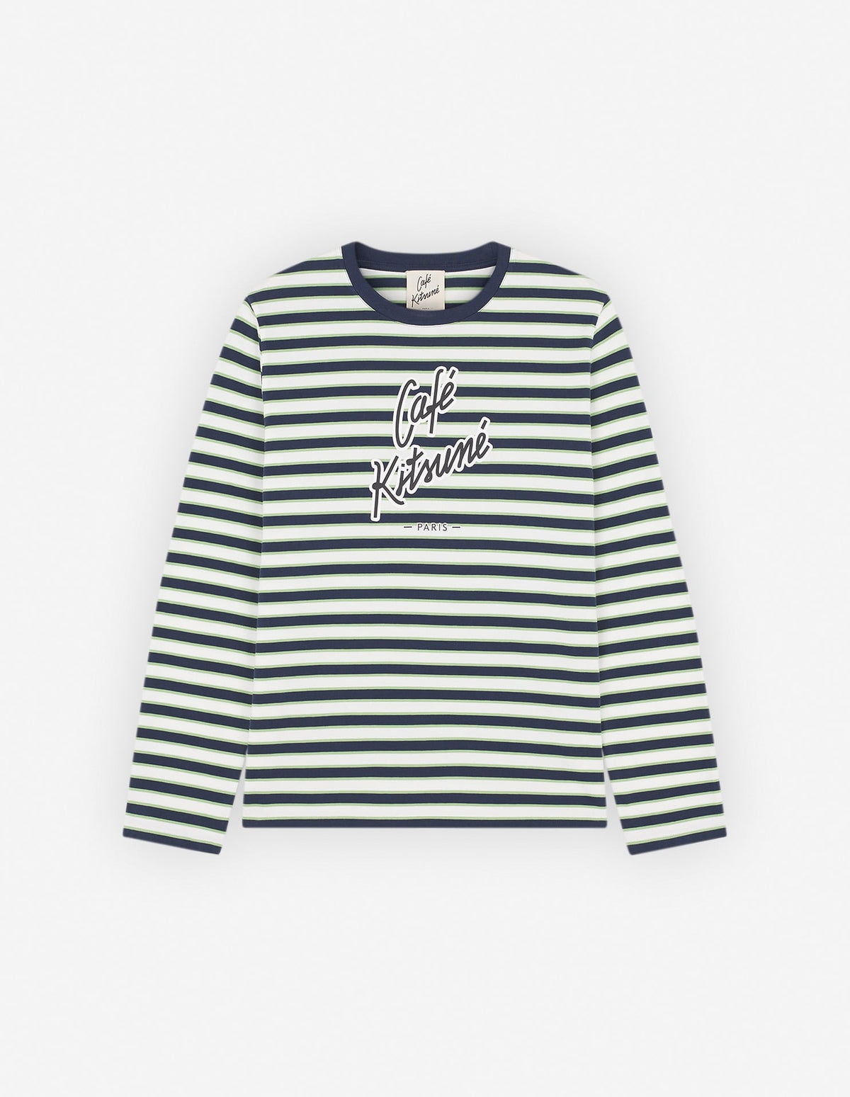  CAFE KITSUNE PRINTED LONG SLEEVES STRIPED REGULAR TEE-SHIRT